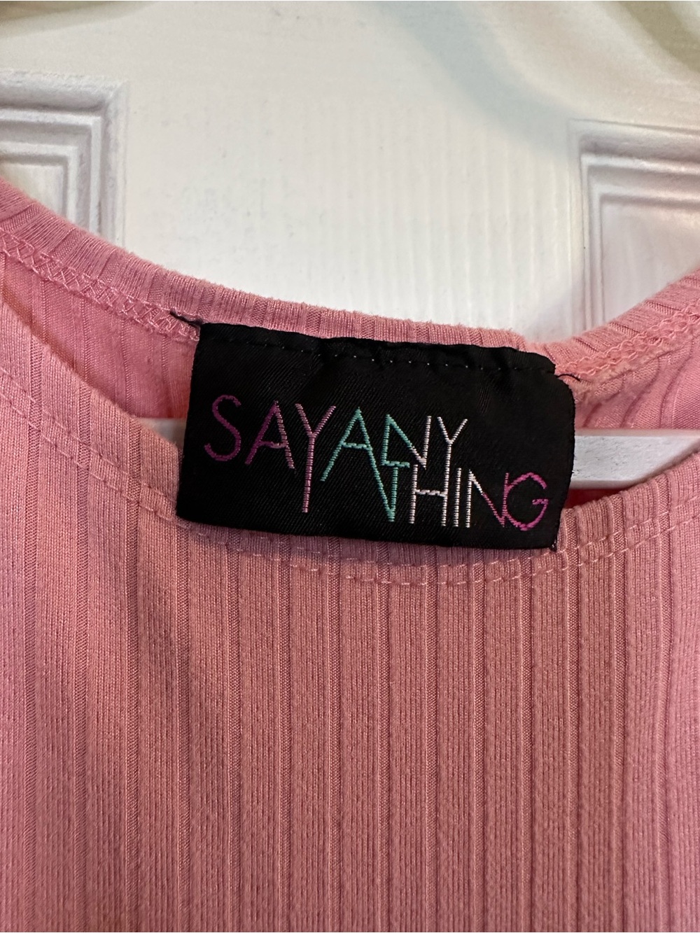 Pink Ribbed Puff-Sleeve Top - Picture 2 of 3